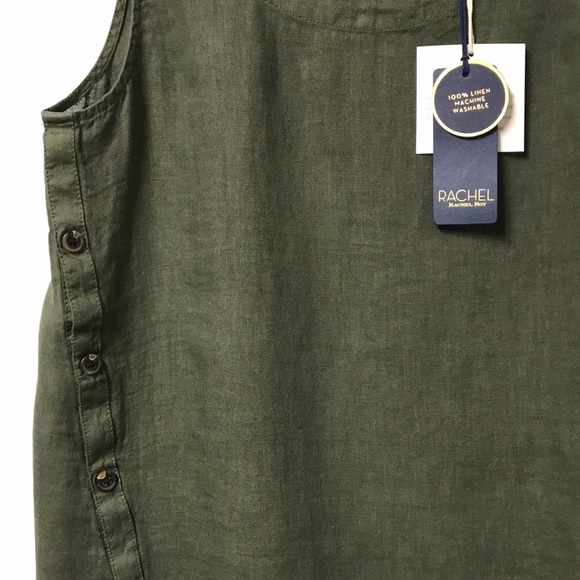 RACHEL ROY 100% Linen Sleeveless Army Green Summer Top - Picture 8 of 12